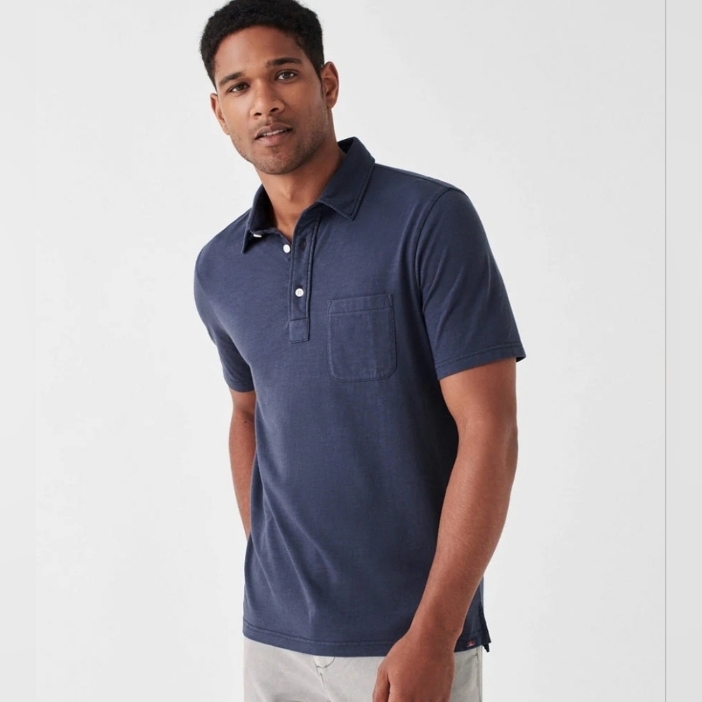 Faherty SUNWASHED POLO IN DUNE NAVY NEW size small